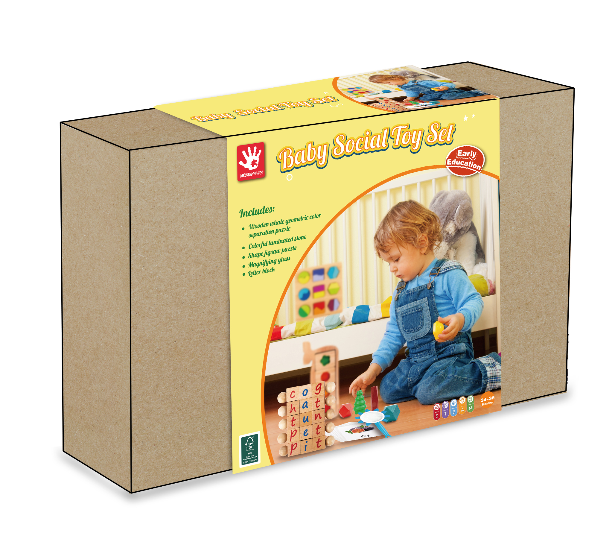 Kit de brinquedos educativos sociais para bebês